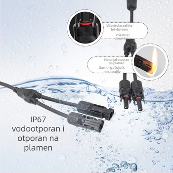 MC4 fotonaponski spojnik tipa Y, troputni spojnik za solarne ploče, adapter 2 na 1, paralelno i serijsko povezivanje