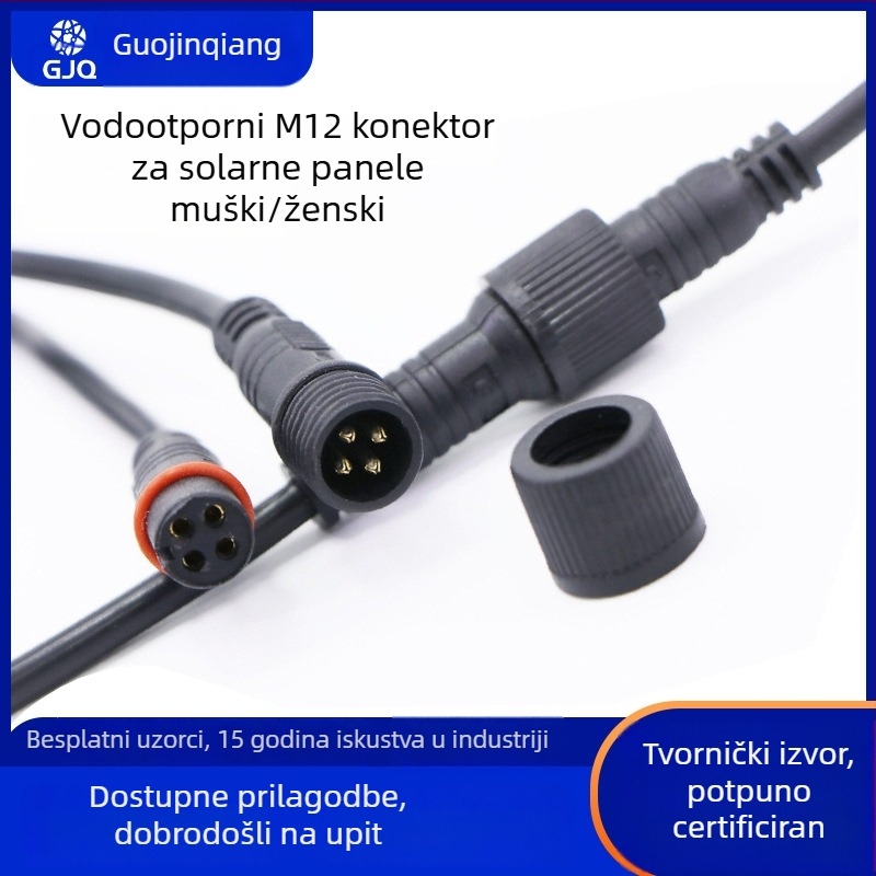 M12 vodootporan kabelski snop sa 5 vodiča za konektor fotonaponskog panela, vodootporni muški i ženski utikač