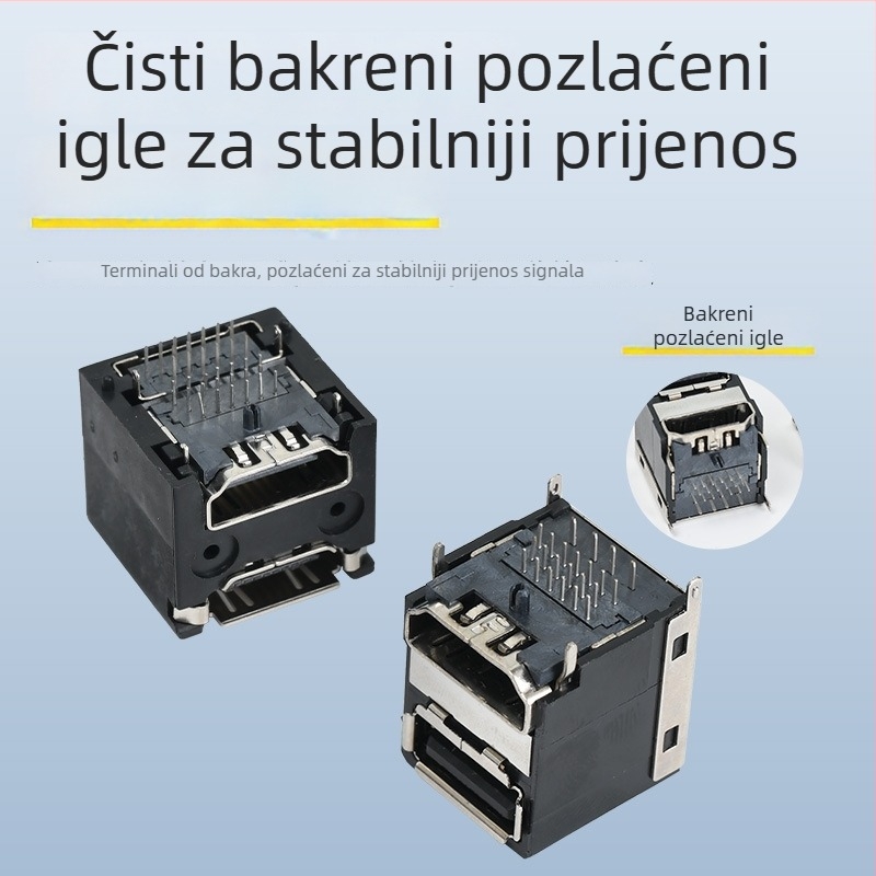 Prilagođeni D-Sub konektor, dvostruko laminirani USB i HDMI, DP 90° konektor za ploču