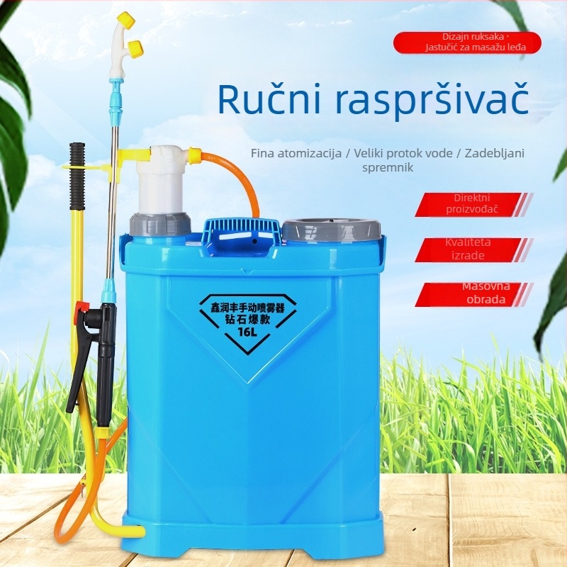 Ručni prskivač od 16 L, s jednim cijevom i osmerokutnom mlaznicom za poljoprivredne pesticidne pripravke