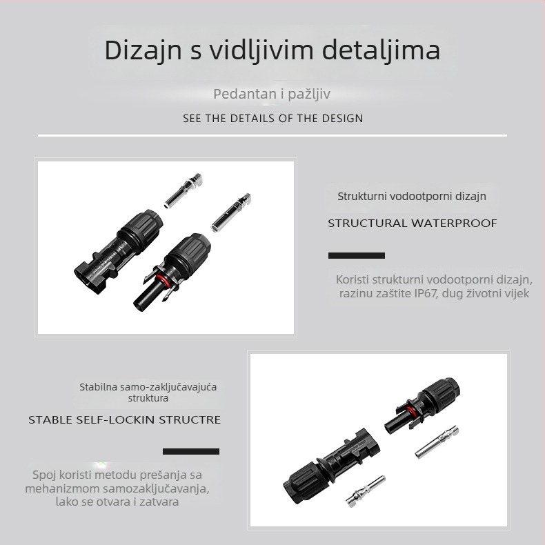 MC4-kompatibilan brzi spojnik za fotonaponske module, IP67 vodootporan spojnik za kabel solarnog modula