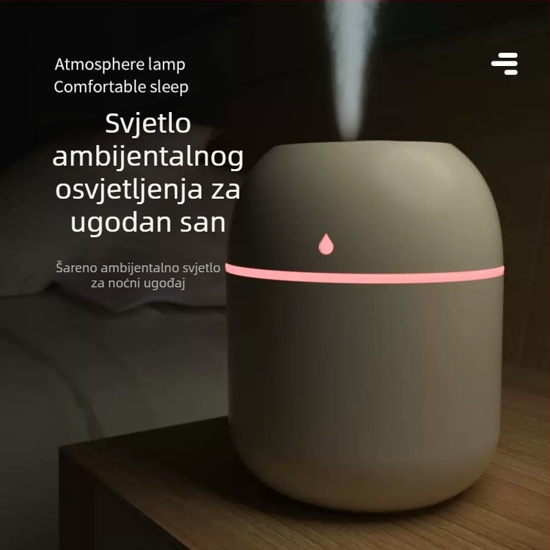 Prenosivi ovlaživač zraka i difuzor aromaterapije za stol, dom i automobil — mini vodena magla s tri izlaza