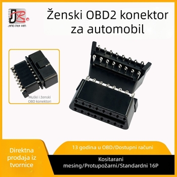 OBD2 ženski konektor, spajkani tip za dijagnostiku automobila, bakreni pinovi kalajeno, vatrootporni