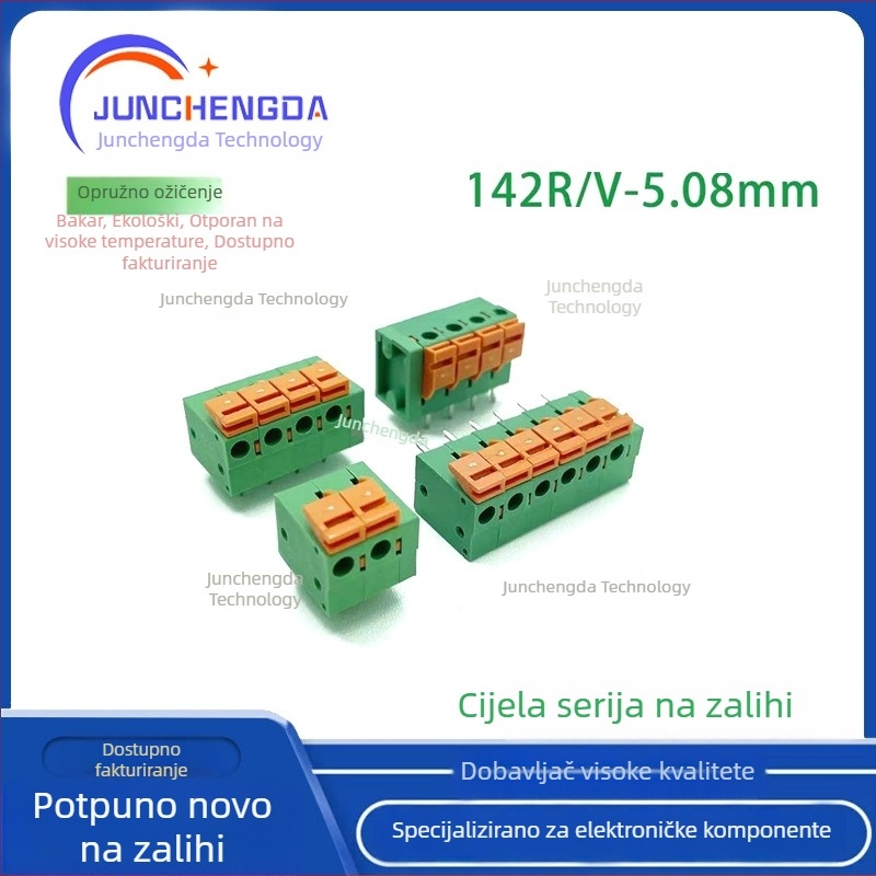 KF142V/R-5,08 mm 2P-12P Ravne/zakrivljene igle, opružni push-in terminacijski blok bez vijaka