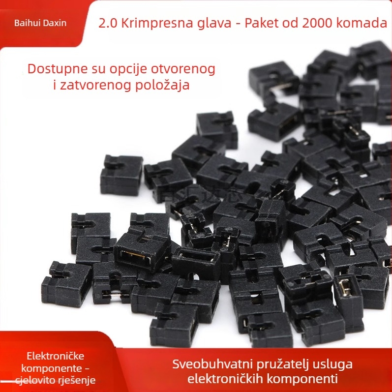 2,54 mm jumper kapica, 2,0 mm sklopni blok, šarena kapa za sklop, konektor pinova prekidača (otvoren/zatvoren)