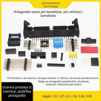 Pin header ženski, kružne rupe, dvostruki red, SMD, zlatno-platin, unutarnje hvatanje