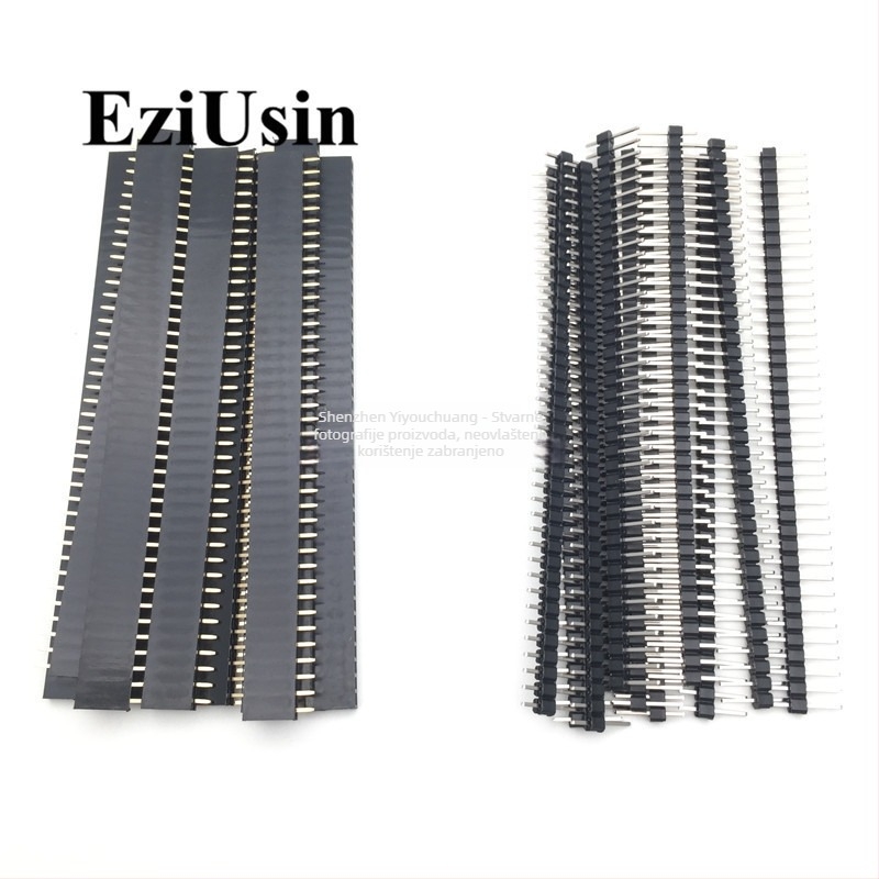2,54 mm razmak, 1×40-pin jednoredni pin uz odgovarajući ženski header, pakiranje 10 kom