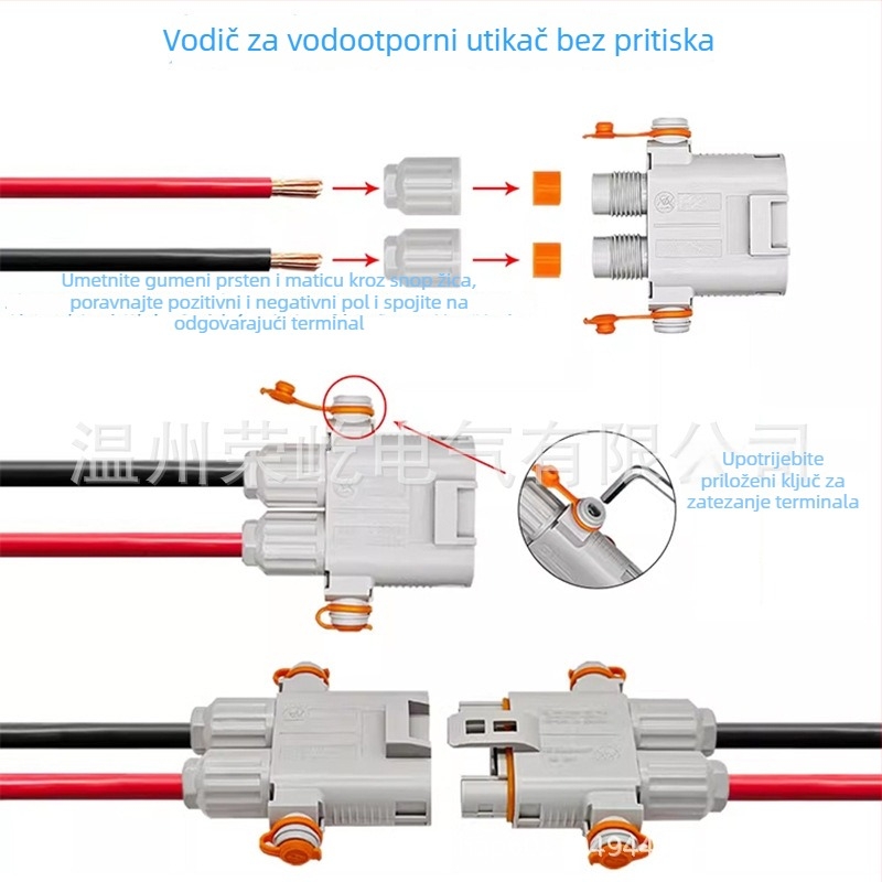 100A Anderson vodootporan konektor, crimp-free, muško i žensko spojno za parkirni klima uređaj i kamionski generator velike snage