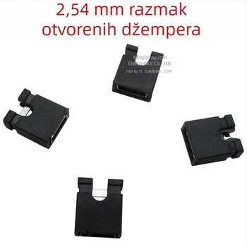 2,54 mm šarene otvorene jumper kapice, 2000 komada u paketu, crvena žuta plava zelena crna, za pin konektore