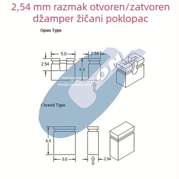 2,54 mm šarene otvorene jumper kapice, 2000 komada u paketu, crvena žuta plava zelena crna, za pin konektore
