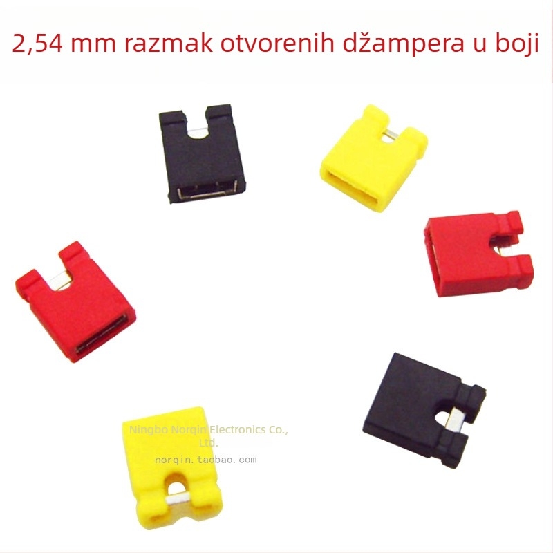 2,54 mm šarene otvorene jumper kapice, 2000 komada u paketu, crvena žuta plava zelena crna, za pin konektore