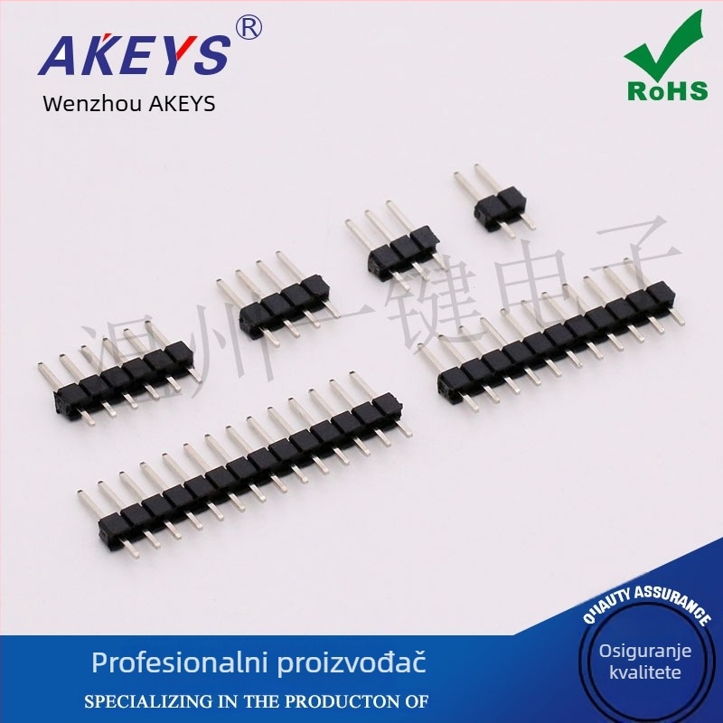 2,54 mm jednostruki, 11,5 mm ravni pin header, duljina 11,5 mm, 1×2P/3/4/5/6/7/8/10P/-40P, bakreni pinovi