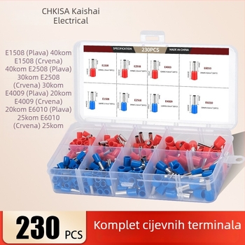 VE Set hladnog presovanja terminala za prekidače i utičnice, bakreni terminali tubularnog tipa, 230 kom., 1,5–6 mm², u kutiji