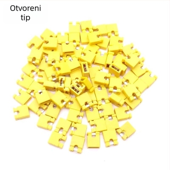 Jumper kapa s razmakom 2,54 mm, kratko-spojni blok, pin header konektor, otvoreni/zatvoren tip, boje: crna, žuta, plava, crvena, zelena