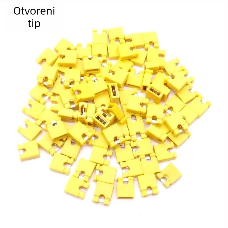 Jumper kapa s razmakom 2,54 mm, kratko-spojni blok, pin header konektor, otvoreni/zatvoren tip, boje: crna, žuta, plava, crvena, zelena