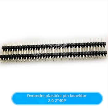 Dvoredni plastični pin header, razmak 2,0 mm, 2x40 pinova, visina 17 mm