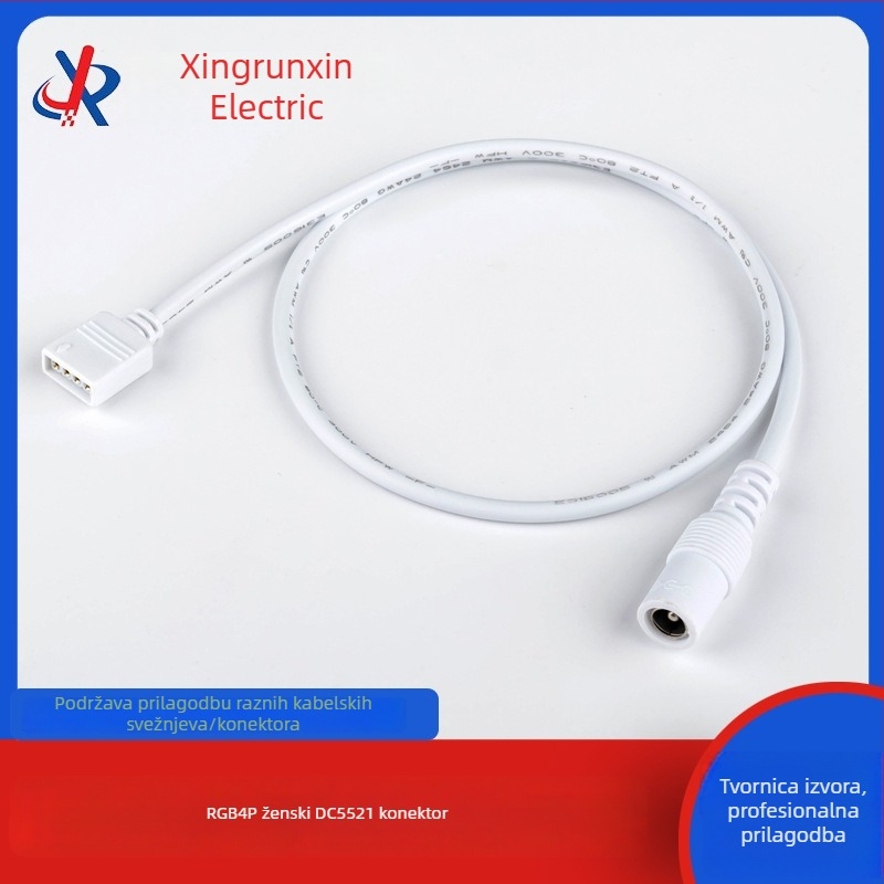 RGB4P ženski na DC5521 ženski konektor kabel za LED traku, 410 mm, bez lemljenja