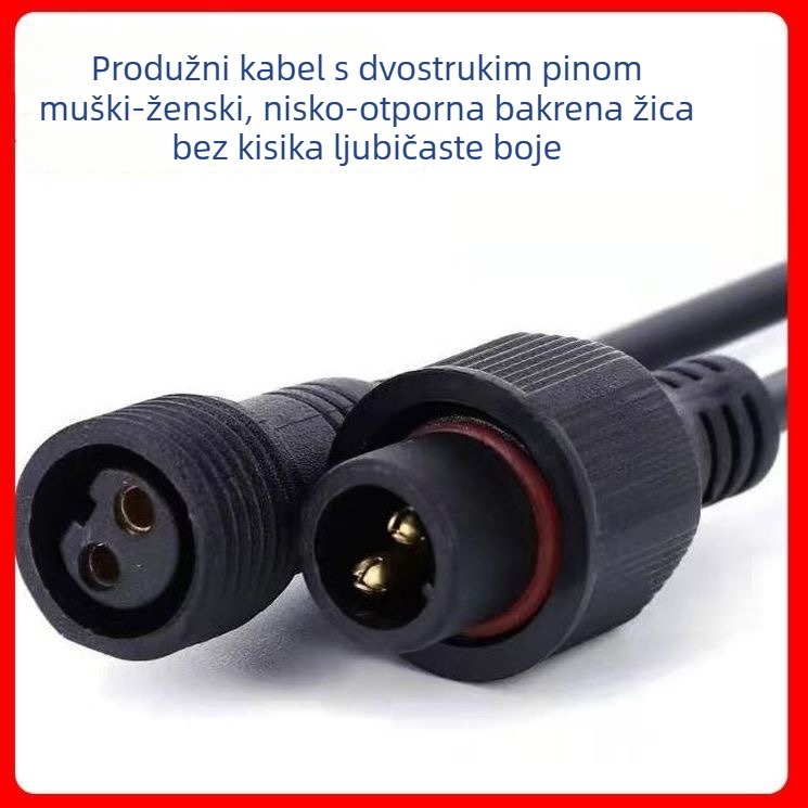 Solarni vodootporni kabel, duljine 4,5 m, muški konektor s dva pina i ženski konektor s dvije rupe, dvodijelni kabel za vanjsku rasvjetu