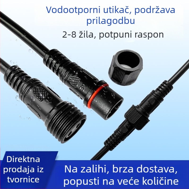 Solarni vodootporni kabel, duljine 4,5 m, muški konektor s dva pina i ženski konektor s dvije rupe, dvodijelni kabel za vanjsku rasvjetu