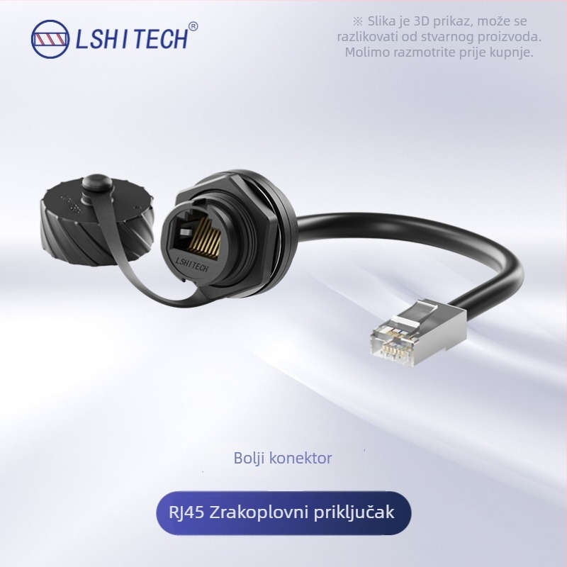 LSHITECH vodootporan RJ45 avionski utikač, produžni kabel s muškim i ženskim konektorom