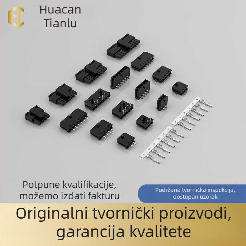 Huacan Tianlu MX3.0 2×4Y kabel-ploča konektor, razmak 3,0 mm, crno plastično kućište PA66
