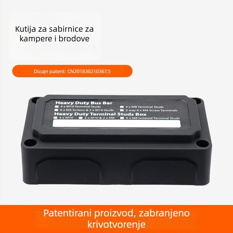 M8 4‑putna busbar za RV i jahtu, 300A visokog protoka, 48V bakrena busbar i kabelski sklop (USP)