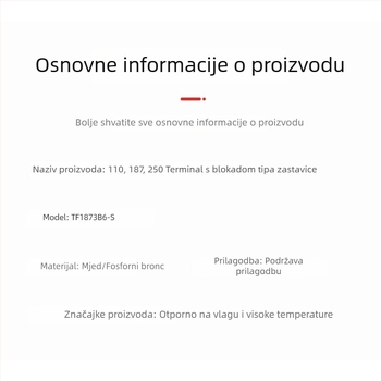 Prilagođeni priključni terminal za kabel 110/187/250, tip zastave s oprugom i automatskim zaključavanjem