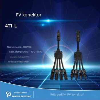 MC4 Y-tip, 4-položni konektor za solarne ploče, paralelni vodootporni konektor, adapter jedan na četiri