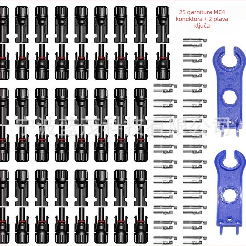 Set ključeva MC4 fotonaponskih konektora, vodootporan, 25 parova muških i ženskih konektora te 2 ključa