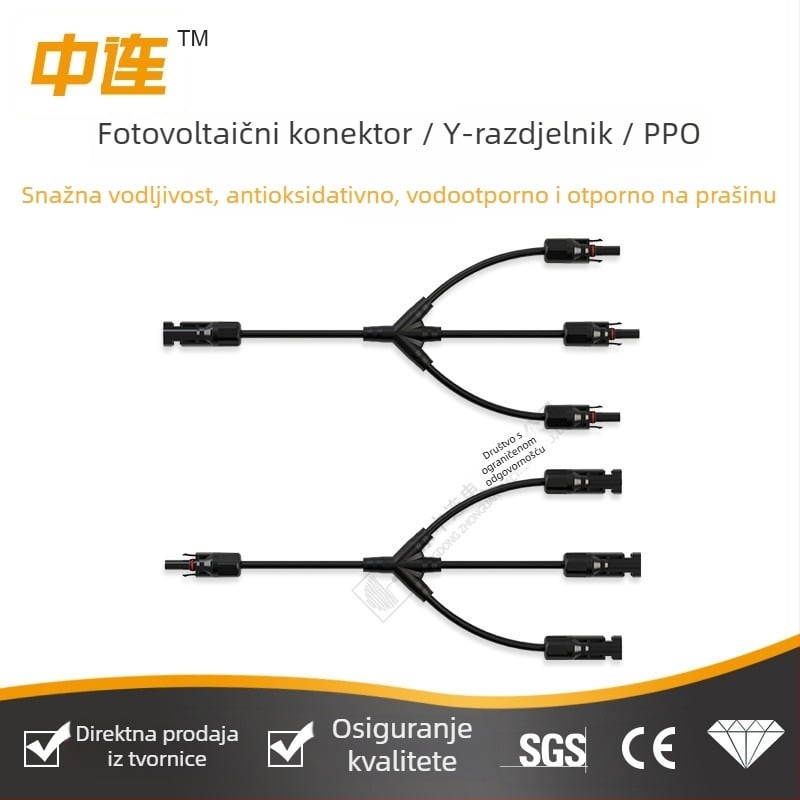 Y-tip MC4 konektor s 4 pinova za paralelno i serijsko spajanje solarnih modula (3:1)