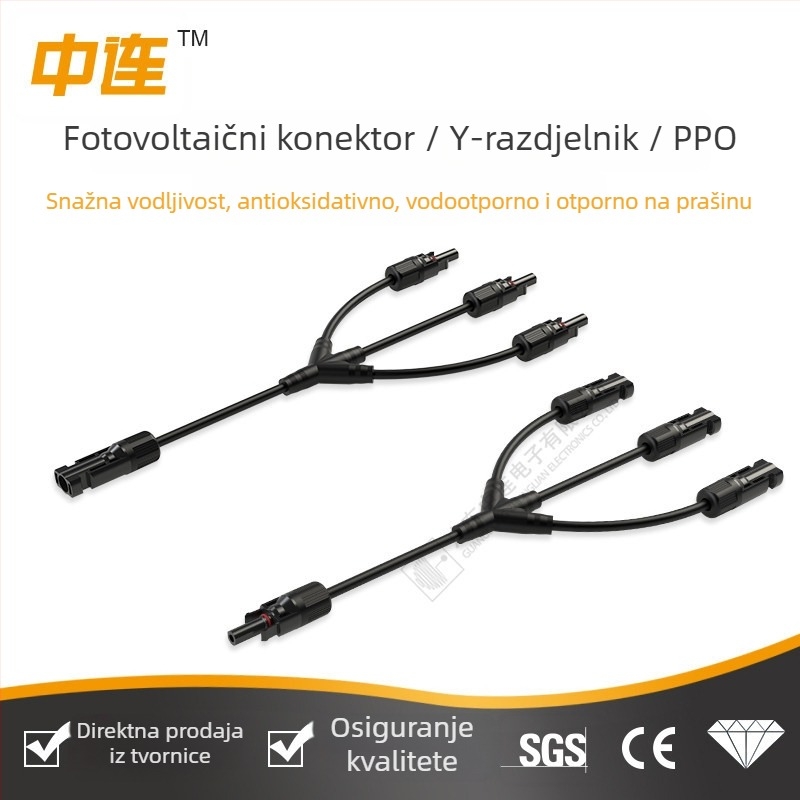Y-tip MC4 konektor s 4 pinova za paralelno i serijsko spajanje solarnih modula (3:1)