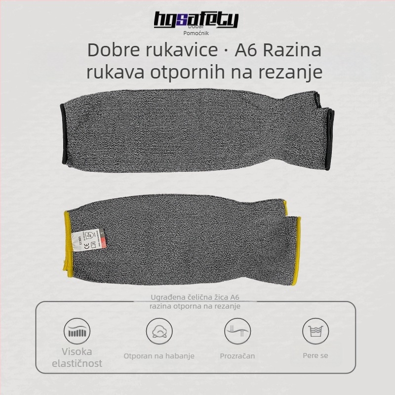 Prošireni zaštitni rukav za nadlakticu s čeličnom žicom, pet razina otpornosti na rezanje, za industriju stakla
