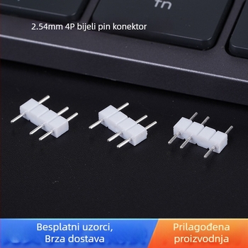 2,54 mm, 4-pin bijeli tinirani pinovi za LED trakasti konektor, jednostruki red, kružne rupe