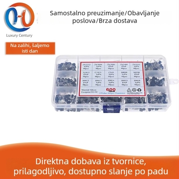 Luxury Century 600 TO-92 tranzistori set: 15 tipova, po 40 komada, u kutiji s 15 odjeljaka