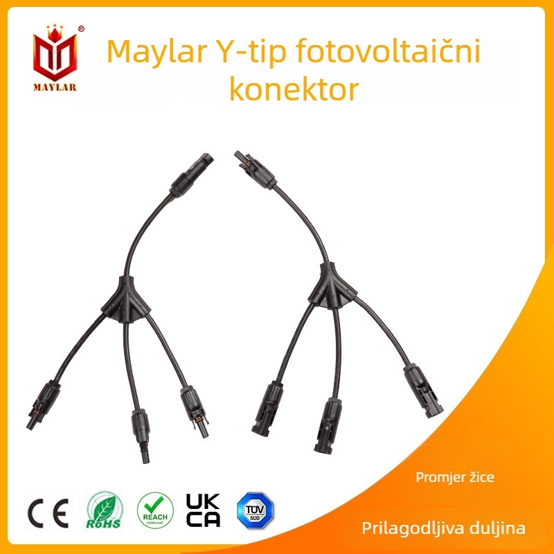 MC4 solarni Y-razvodnik, 4‑putni, 3 prema 1 s kabelom, vodootporan MC4 konektor