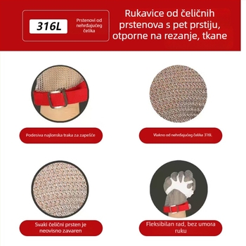 Rukavi otporni na rezanje s prstenastim zaštitnim rukavicama od nehrđajućeg čelika za zaštitu ruke (za klanje i šivanje)