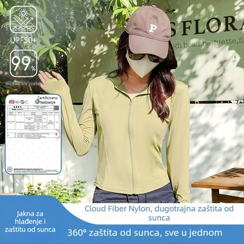Žensko tanko jakne s kapulom za zaštitu od sunca, slim fit, za proljeće i ljeto, joga odjeća, UPF 50+