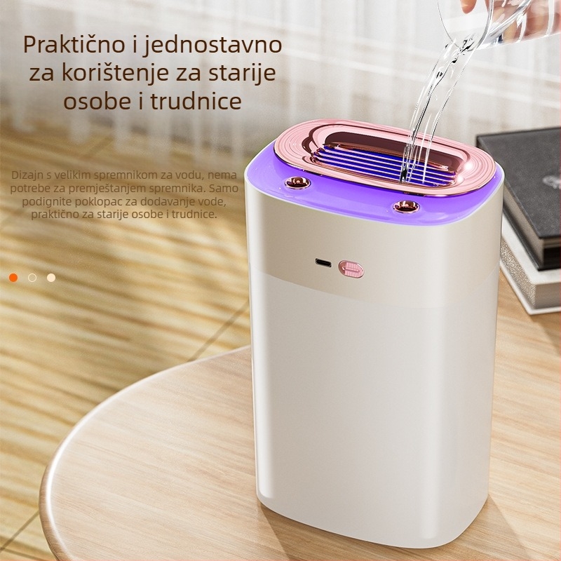 Ultrazvučni ovlaživač za kućnu upotrebu s dva mlazna izlaza i šarenim ambijentalnim svjetlom