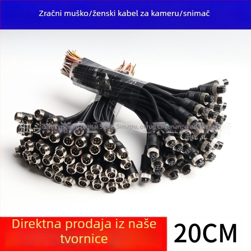 GX12 avionski konektor za kameru s krajnjim kabelom, 4-žilni konektor, za poluprikolicu