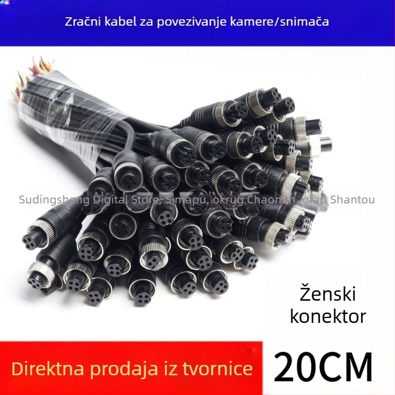 GX12 avionski konektor za kameru s krajnjim kabelom, 4-žilni konektor, za poluprikolicu