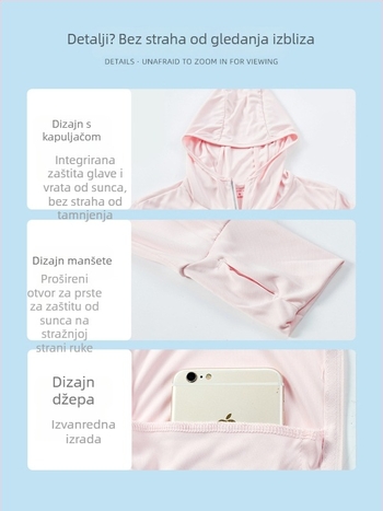 Lagana vanjska radna jakna s UV zaštitom, kapuljačom i otiskom logotipa, Ice Silk