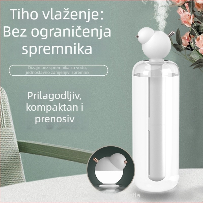 Novi kompaktni ovlaživač za spavaću sobu s noćnim svjetlom, tiho raspršivanje, mini ovlaživač za automobil
