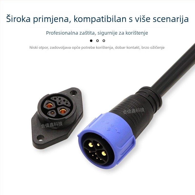 Vodootporan napojni konektor za punjenje litijskih baterija električnih vozila nove energije i dijeljenih bicikala, muški i ženski konektori, 3+5P