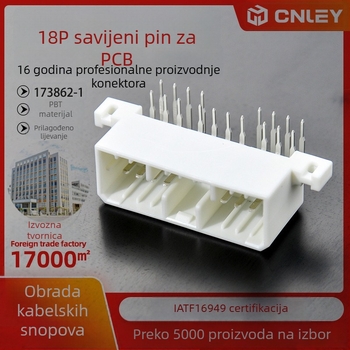 173862-1 Konektor s razmakom 3,5 mm, muški zakrivljeni pin, baza za 18 pinova, dvostruki red zakrivljenih pinova