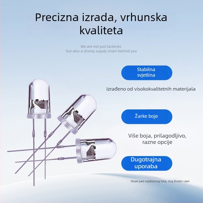 F5 LED indikator zrno, okrugla glava, crvena, 5 mm, s obrnuto polaritetom