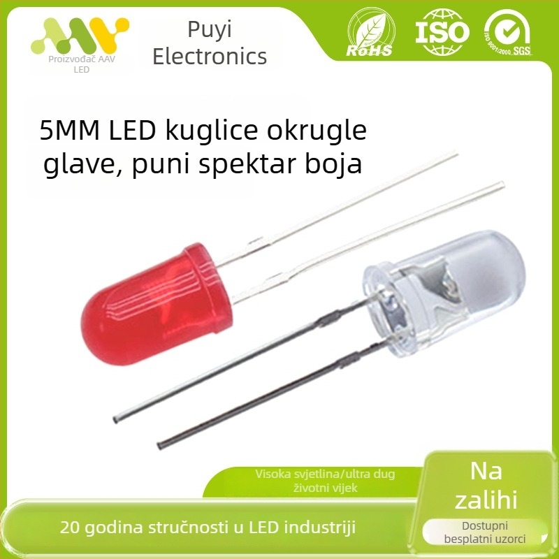 LED perle s okruglom glavom promjera 5 mm, bijela svjetlost