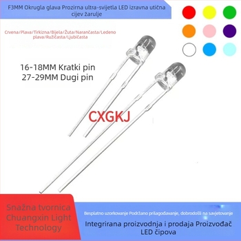 LED zrnce s izravnim priključivanjem, okrugla glava, ultra jasna LED F3 3 mm, boje: bijela, plava, crvena, zelena