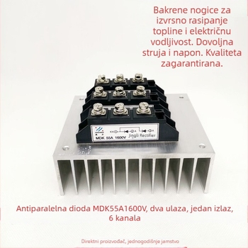 Dioda protiv-preokreta, 6-kanalna MDK55A1600V, dva ulaza, jedan izlaz, fotonaponska spojna kutija dioda