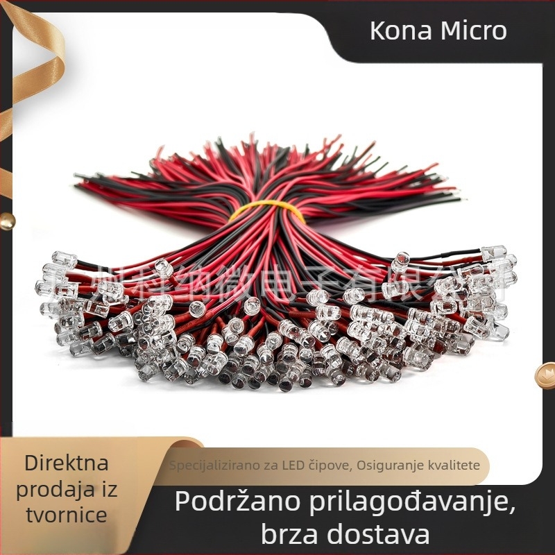 Crveni LED indikator s kabelom, 5 mm LED zrno