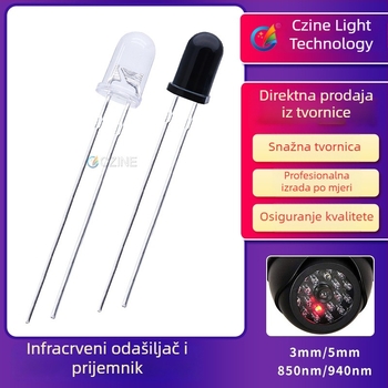 5 mm infracrveni emiter i prijemnik – par, IR LED 850 nm i 940 nm za nadzor osvjetljenja